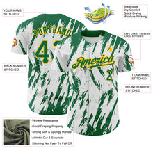 Загрузить изображение в средство просмотра галереи, Custom White Kelly Green-Gold 3D Pattern Design Abstract Sharp Shape Authentic Baseball Jersey