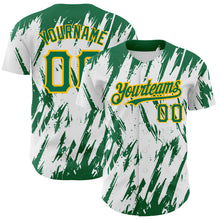 Загрузить изображение в средство просмотра галереи, Custom White Kelly Green-Gold 3D Pattern Design Abstract Sharp Shape Authentic Baseball Jersey