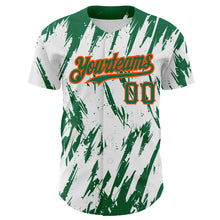 Загрузить изображение в средство просмотра галереи, Custom White Kelly Green-Orange 3D Pattern Design Abstract Sharp Shape Authentic Baseball Jersey