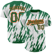 Загрузить изображение в средство просмотра галереи, Custom White Kelly Green-Orange 3D Pattern Design Abstract Sharp Shape Authentic Baseball Jersey