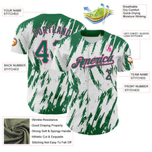 Загрузить изображение в средство просмотра галереи, Custom White Kelly Green-Pink 3D Pattern Design Abstract Sharp Shape Authentic Baseball Jersey