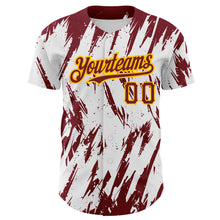 Загрузить изображение в средство просмотра галереи, Custom White Crimson-Gold 3D Pattern Design Abstract Sharp Shape Authentic Baseball Jersey