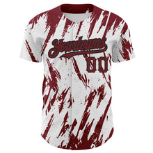 Загрузить изображение в средство просмотра галереи, Custom White Crimson-Black 3D Pattern Design Abstract Sharp Shape Authentic Baseball Jersey