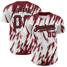 Загрузить изображение в средство просмотра галереи, Custom White Crimson-Black 3D Pattern Design Abstract Sharp Shape Authentic Baseball Jersey