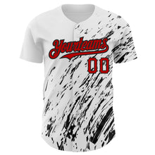 Laden Sie das Bild in den Galerie-Viewer, Custom White Red-Black 3D Pattern Design Abstract Splash Authentic Baseball Jersey