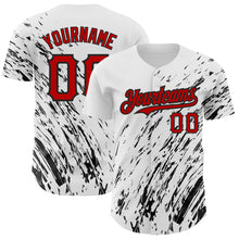 Laden Sie das Bild in den Galerie-Viewer, Custom White Red-Black 3D Pattern Design Abstract Splash Authentic Baseball Jersey