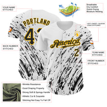 Загрузить изображение в средство просмотра галереи, Custom White Black-Gold 3D Pattern Design Abstract Splash Authentic Baseball Jersey