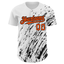 Charger l'image dans la galerie, Custom White Orange-Black 3D Pattern Design Abstract Splash Authentic Baseball Jersey