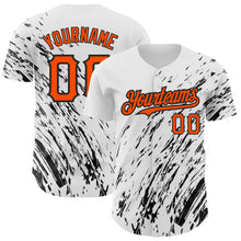 Charger l'image dans la galerie, Custom White Orange-Black 3D Pattern Design Abstract Splash Authentic Baseball Jersey