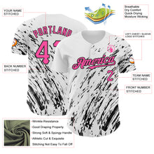 Load image into Gallery viewer, Custom White Pink-Black 3D Pattern Design Abstract Splash Authentic Baseball Jersey
