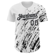 Загрузить изображение в средство просмотра галереи, Custom White Black-Gray 3D Pattern Design Abstract Splash Authentic Baseball Jersey
