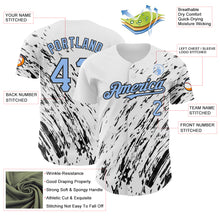 Load image into Gallery viewer, Custom White Light Blue-Black 3D Pattern Design Abstract Splash Authentic Baseball Jersey