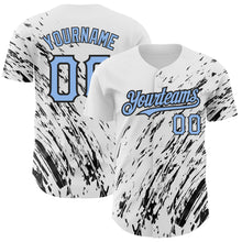 Load image into Gallery viewer, Custom White Light Blue-Black 3D Pattern Design Abstract Splash Authentic Baseball Jersey