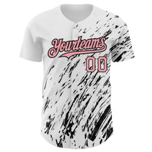 Загрузить изображение в средство просмотра галереи, Custom White Medium Pink-Black 3D Pattern Design Abstract Splash Authentic Baseball Jersey