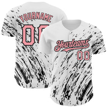 Загрузить изображение в средство просмотра галереи, Custom White Medium Pink-Black 3D Pattern Design Abstract Splash Authentic Baseball Jersey