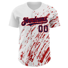 Загрузить изображение в средство просмотра галереи, Custom White Navy-Red 3D Pattern Design Abstract Splash Authentic Baseball Jersey