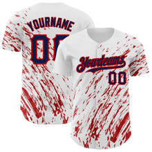 Загрузить изображение в средство просмотра галереи, Custom White Navy-Red 3D Pattern Design Abstract Splash Authentic Baseball Jersey