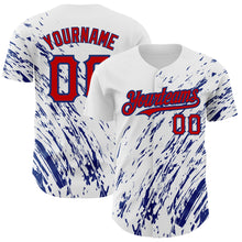 Load image into Gallery viewer, Custom White Red-Royal 3D Pattern Design Abstract Splash Authentic Baseball Jersey