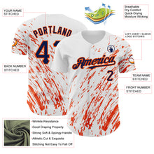 Load image into Gallery viewer, Custom White Navy-Orange 3D Pattern Design Abstract Splash Authentic Baseball Jersey