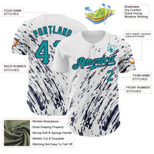 Load image into Gallery viewer, Custom White Teal-Navy 3D Pattern Design Abstract Splash Authentic Baseball Jersey