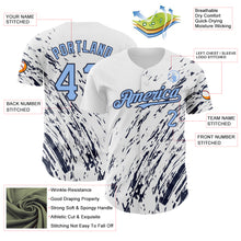 Load image into Gallery viewer, Custom White Light Blue-Navy 3D Pattern Design Abstract Splash Authentic Baseball Jersey