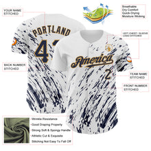 Load image into Gallery viewer, Custom White Navy-Old Gold 3D Pattern Design Abstract Splash Authentic Baseball Jersey