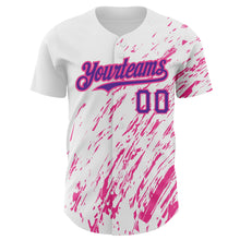 Load image into Gallery viewer, Custom White Purple-Pink 3D Pattern Design Abstract Splash Authentic Baseball Jersey