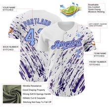 Load image into Gallery viewer, Custom White Light Blue-Purple 3D Pattern Design Abstract Splash Authentic Baseball Jersey