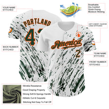 Load image into Gallery viewer, Custom White Green-Orange 3D Pattern Design Abstract Splash Authentic Baseball Jersey
