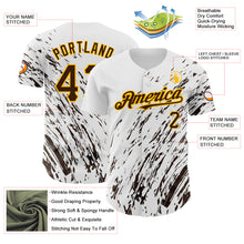 Load image into Gallery viewer, Custom White Brown-Gold 3D Pattern Design Abstract Splash Authentic Baseball Jersey