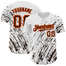 Load image into Gallery viewer, Custom White Brown-Orange 3D Pattern Design Abstract Splash Authentic Baseball Jersey