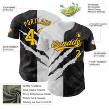 Charger l'image dans la galerie, Custom Graffiti Pattern Gold-Black 3D Scratch Authentic Baseball Jersey