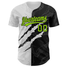 Charger l'image dans la galerie, Custom Graffiti Pattern Neon Green-Black 3D Scratch Authentic Baseball Jersey