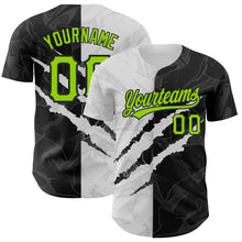 Charger l'image dans la galerie, Custom Graffiti Pattern Neon Green-Black 3D Scratch Authentic Baseball Jersey