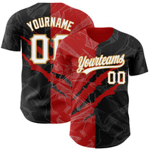 Charger l'image dans la galerie, Custom Graffiti Pattern Black Red-Old Gold 3D Scratch Authentic Baseball Jersey