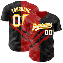 Charger l'image dans la galerie, Custom Graffiti Pattern Black Red-Gold 3D Scratch Authentic Baseball Jersey