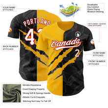 Charger l'image dans la galerie, Custom Graffiti Pattern Black Gold-Red 3D Scratch Authentic Baseball Jersey