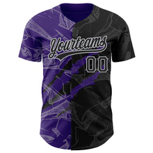 Charger l'image dans la galerie, Custom Graffiti Pattern Black Purple-Gray 3D Scratch Authentic Baseball Jersey