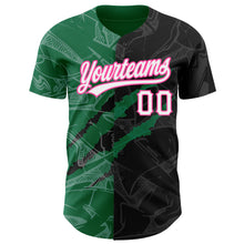 Charger l'image dans la galerie, Custom Graffiti Pattern Black Kelly Green-Pink 3D Scratch Authentic Baseball Jersey
