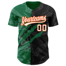 Charger l'image dans la galerie, Custom Graffiti Pattern Black Kelly Green-Orange 3D Scratch Authentic Baseball Jersey