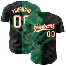 Charger l'image dans la galerie, Custom Graffiti Pattern Black Kelly Green-Orange 3D Scratch Authentic Baseball Jersey