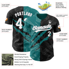 Charger l'image dans la galerie, Custom Graffiti Pattern Black Teal-Gray 3D Scratch Authentic Baseball Jersey