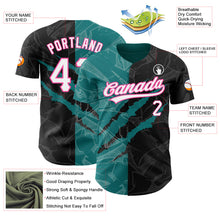 Charger l'image dans la galerie, Custom Graffiti Pattern Black Teal-Pink 3D Scratch Authentic Baseball Jersey