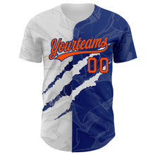 Charger l'image dans la galerie, Custom Graffiti Pattern Orange-Royal 3D Scratch Authentic Baseball Jersey