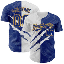 Charger l'image dans la galerie, Custom Graffiti Pattern Royal-Old Gold 3D Scratch Authentic Baseball Jersey