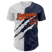 Charger l'image dans la galerie, Custom Graffiti Pattern Orange-Navy 3D Scratch Authentic Baseball Jersey