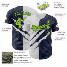 Charger l'image dans la galerie, Custom Graffiti Pattern Neon Green-Navy 3D Scratch Authentic Baseball Jersey
