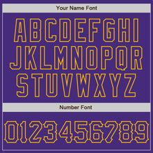 Charger l'image dans la galerie, Custom Graffiti Pattern Purple-Gold 3D Scratch Authentic Baseball Jersey