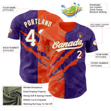 Charger l'image dans la galerie, Custom Graffiti Pattern Purple Orange-Old Gold 3D Scratch Authentic Baseball Jersey