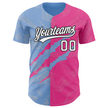 Charger l'image dans la galerie, Custom Graffiti Pattern Pink Light Blue-Black 3D Scratch Authentic Baseball Jersey